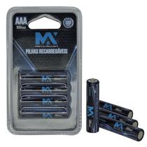 Pilhas Palito Com 4 Unidades Recarregáveis AAA 900mAh Maxmidia