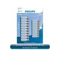 Pilhas Philips Alcalinas 20 Pilhas para Controle Microfone 10 Pilhas AA E 10 Pilhas AAA para Controle Remoto Console Etcs