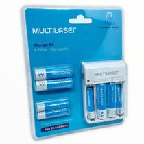 Pilhas Recarregáveis Com Carregador Multilaser + 8 Pilhas Recarregavel 4 AA E 4 AAA