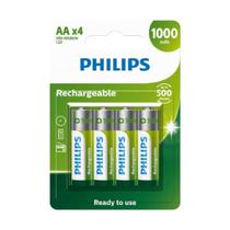 Pilhas Recarregáveis Philips AA Pequena 1000mAh 4 Unidades