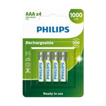 Pilhas Recarregáveis Philips AAA Palito 1000mAh 4 Unidades Pilhas Recarregáveis Philips AAA Palito 1000mAh 4 Unidades