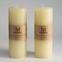 Pillar Candle MOZEAL 3x8, derramado à mão, sem perfume, conjunto de 2 marfim