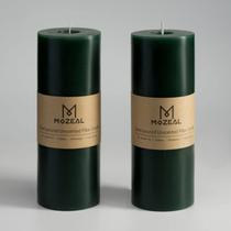 Pillar Candle MOZEAL 3x8cm, sem perfume, grande, verde escuro, conjunto de 2 Pillar Candle MOZEAL 3x8cm, sem perfume, grande, verde escuro, conjunto de 2