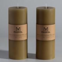 Pillar Candle MOZEAL, derramada à mão, sem perfume, 3 x 8 polegadas, conjunto de 2
