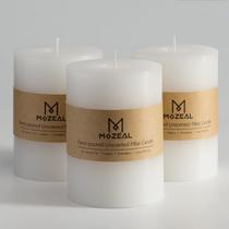 Pillar Candle MOZEAL, derramada à mão, sem perfume, 3x4 polegadas, conjunto de 3