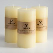 Pillar Candle MOZEAL, derramada à mão, sem perfume, 3x6 polegadas, conjunto de 3