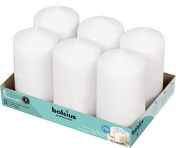 Pillar Candles BOLSIUS 3x6", mais de 70 horas, tempo de queima, branco, conjunto de 6