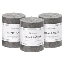 Pillar Candles MIRASCENTS Grey 3x4 polegadas, conjunto de 3 sem perfume