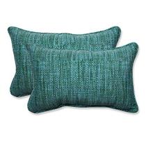 Pillow Perfect 596426 Almofadas lombares Remi Lagoon para exterior/interior, 11,5 x 18,5", azul, pacote com 2