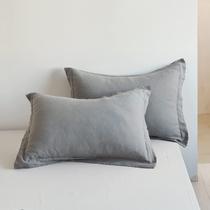 Pillow Shams King Linens, 100% linho francês, 50 x 66 cm cinza, pacote com 2