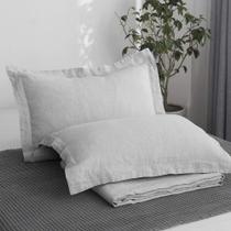 Pillow Shams King Linens 100% linho francês cinza 50 cm x 66 cm, pacote com 2 unidades