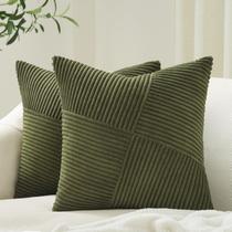 Pillow Shams Topfinel Olive Green Corduroy 65x65cm Conjunto de 2 Pillow Shams Topfinel Olive Green Corduroy 65x65cm Conjunto de 2