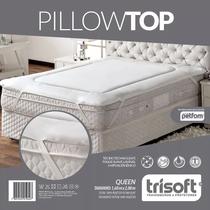 Pillow top colchão casal queen size 1,60x2,00x40 protetor hipoalérgico toque suave lavável petfom