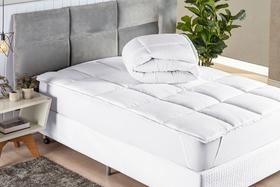Pillow top colchão queen micropercal 200 fios - manta 400g/m² antialérgico - anti mofo - lavável - Bia Enxovais