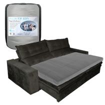 Pillow Top de Sofá Retrátil e Reclinável Almofada Fibras Macias Cinza 210X100cm