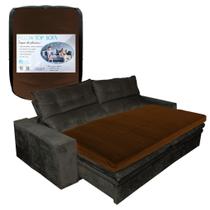 Pillow Top de Sofá Retrátil e Reclinável Almofada Fibras Macias Marrom 160x80cm