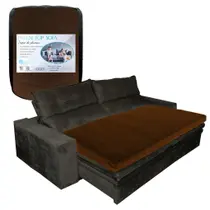 Pillow Top de Sofá Retrátil e Reclinável Almofada Fibras Macias Marrom 190x90cm