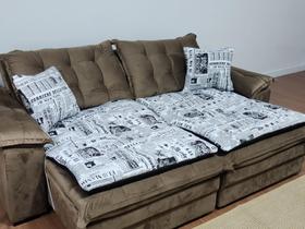 Pillow top para sofá retrátil de dois módulos modelo impermeável com duas almofadas 100% algodão - Beatriz Enxovais