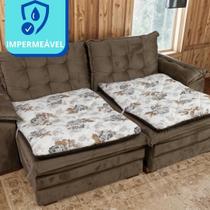 Pillow Top Para Sofá Retrátil Estampado 2,00M Floral Cinza