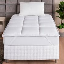 Pillow Top Protetor Colchão Cama Solteiro 200 Fios Toque Macio C/ Elástico