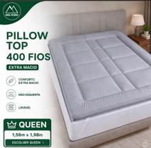 Pillow Top Queen 400 Fios Extra Macio Protetor de Colchão Branco