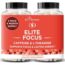 Pílulas de cafeína Elite com L-teanina 240 cápsulas moles Pílulas de cafeína Elite com L-teanina 240 cápsulas moles