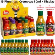 Pimenta Cremosa Goumet Carolina Reaper Extra Forte Azeitonas Kit Display 15un de 80ml Bahia Premium (monte seu kit)