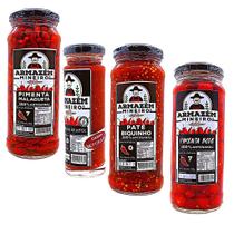 Pimentas pate biquinho bode vermelha carolina reaper malagueta armazem mineiro - kit 4 unidades Pimentas pate biquinho bode vermelha carolina reaper malagueta armazem mineiro - kit 4 unidades