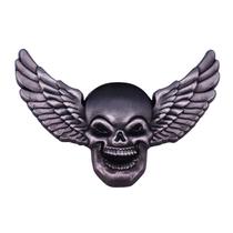 Pin Broche Botton Caveira Skull Crânio Asas Moto Rock Metal