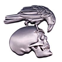 Pin Broche Botton Crânio Skull Caveira Corvo Moto Rock Metal