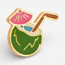 Pin Coco Com Canudo Ouro Resinado Pin Coco Com Canudo Ouro Resinado