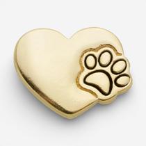 Pin Coração Patinha Ouro Resinado Pin Coração Patinha Ouro Resinado