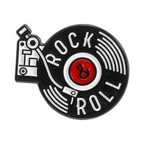Pin De Esmalte De Toca-discos De Vinil Retrô Preto, Broche De Toca-discos De CD De Rock And Roll
