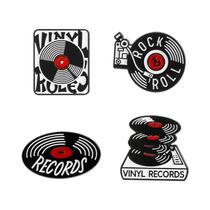 Pin De Esmalte De Toca-discos De Vinil Retrô Preto, Broche De Toca-discos De CD De Rock And Roll