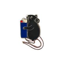 Pin de Metal Rato Larápio de Isqueiro Broches para Mochila e Roupas