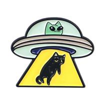 Pin Esmaltado Gato Preto OVNI Alienígena Para Mochilas, Broches De Lapela, Acessórios De Cosplay Pin Esmaltado Gato Preto OVNI Alienígena Para Mochilas, Broches De Lapela, Acessórios De Cosplay
