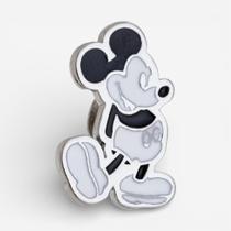 Pin Preto E Branco Mickey Prata Resinado