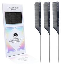 Pin Tail Comb Vellen Hair Professional, 9 agulhas, alça, pacote com 3