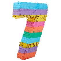 Pinata Blue Panda Rainbow Number 7 para festa de 7º aniversário