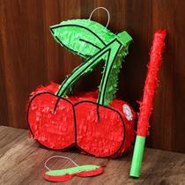 Piñata de Festa VioraWhite Cereja 40 x 32 cm com Bastão e Máscara