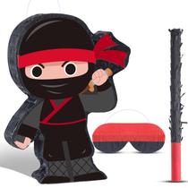 Piñata Harrycle Ninja Mini com olhos vendados, bastão e enchimento de 42 cm