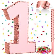 Piñata Honoson número 1 em ouro rosa para festa de aniversário Piñata Honoson número 1 em ouro rosa para festa de aniversário