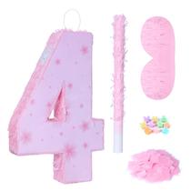 Piñata HUNTEC Número 4 Rosa com Bastão e Máscara Piñata HUNTEC Número 4 Rosa com Bastão e Máscara