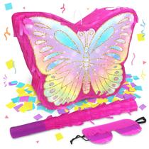 Pinata KidePoch Butterfly para festa de aniversário com bastão e olhos vendados