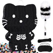Pinata Pardecor Halloween Skeleton Cat com bastão e corda 21cm Pinata Pardecor Halloween Skeleton Cat com bastão e corda 21cm