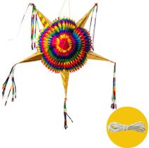 Piñata TexMex Fun Stuff Big Star Piñata com cones dourados de 32 polegadas Piñata TexMex Fun Stuff Big Star Piñata com cones dourados de 32 polegadas