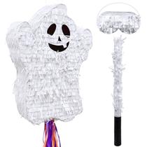Pinata TURNMEON Halloween Ghost com bastões e olhos vendados 40x30cm Pinata TURNMEON Halloween Ghost com bastões e olhos vendados 40x30cm
