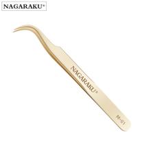 Pinça Alongamento de Cílios Curva Dourada Nagaraku M-01 - Alta Precisão