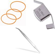 Pinça curva com pescador + kit correia + guia magnético overloque e reta