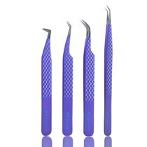 Pinça de cílios com ponta de fibra de aço inoxidável MK Queens (conjunto 4)